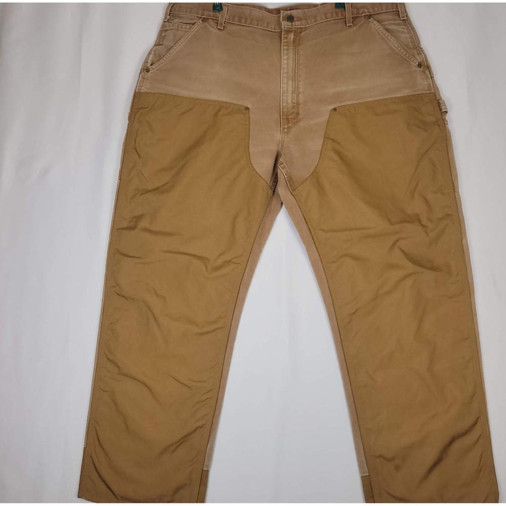 Carhartt Mens Double Front 42x32 Pants Duck Canvas Reinforced B192 BRN Vintage